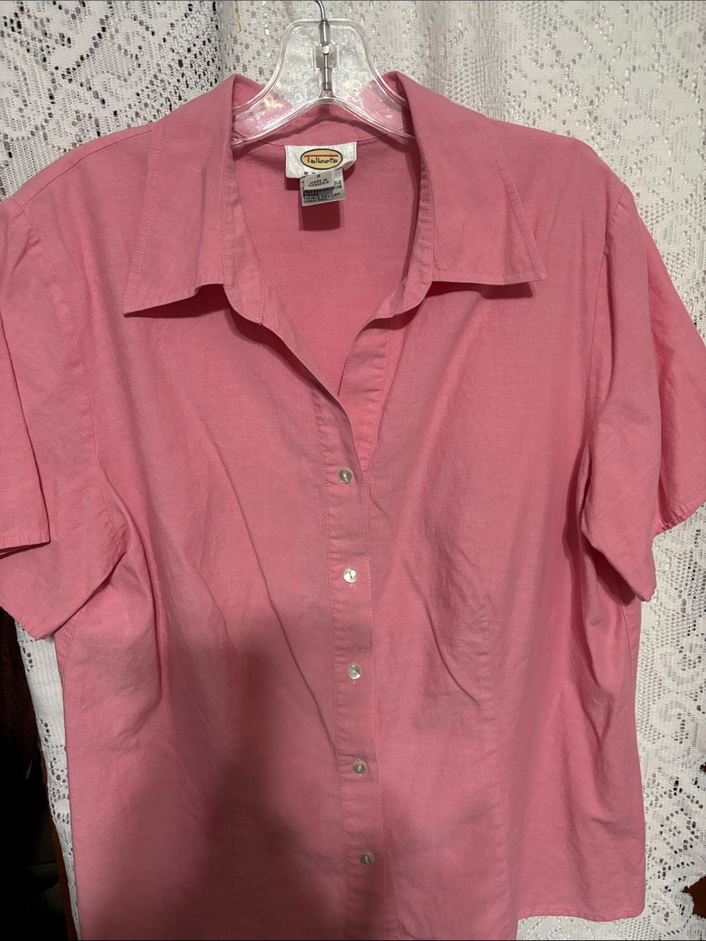 Talbots Rose Pink Short-Sleeve Button-Down Shirt